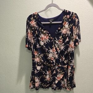 Alyx Navy and Pink Floral Blouse